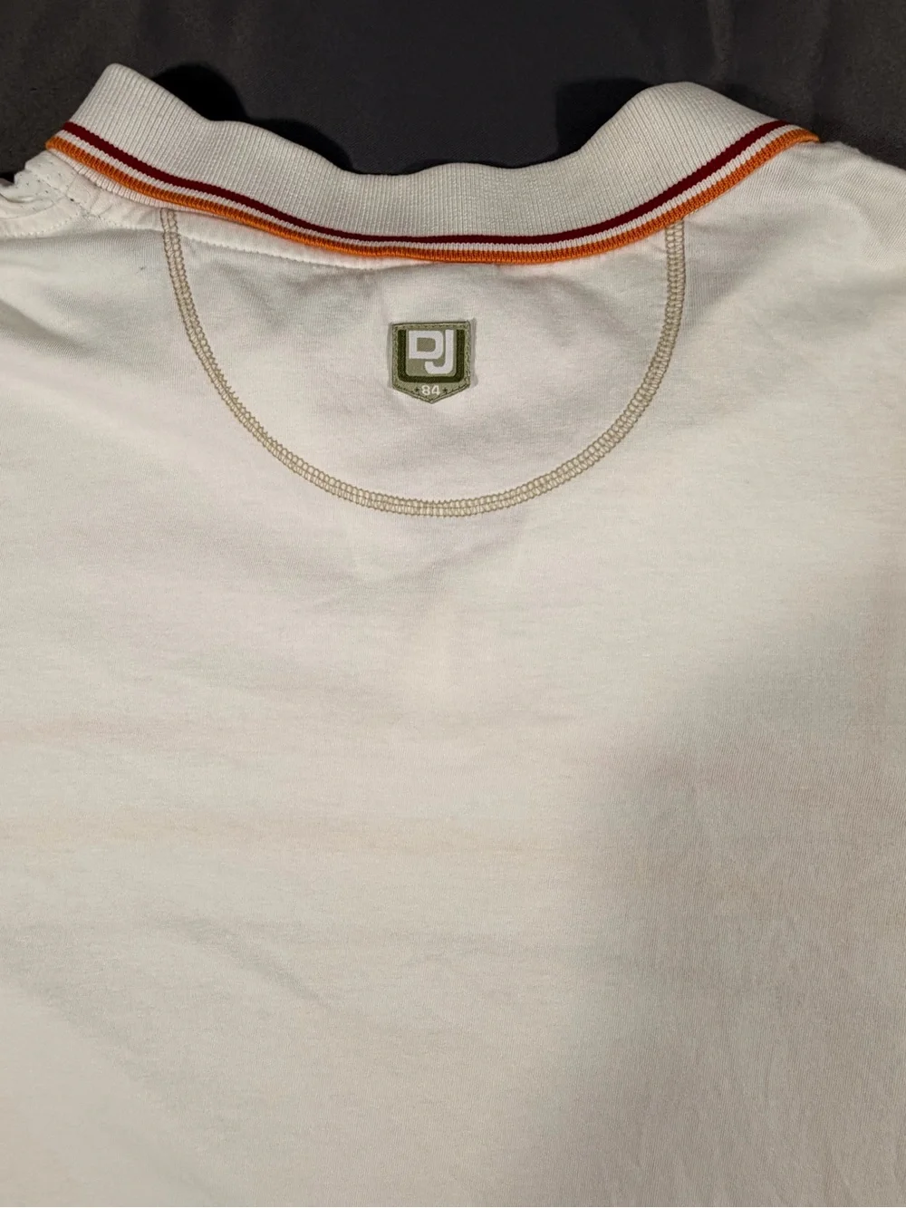 Def Jam university Polo by Ralph Lauren White with Orange, Yellow and Tan Stripe